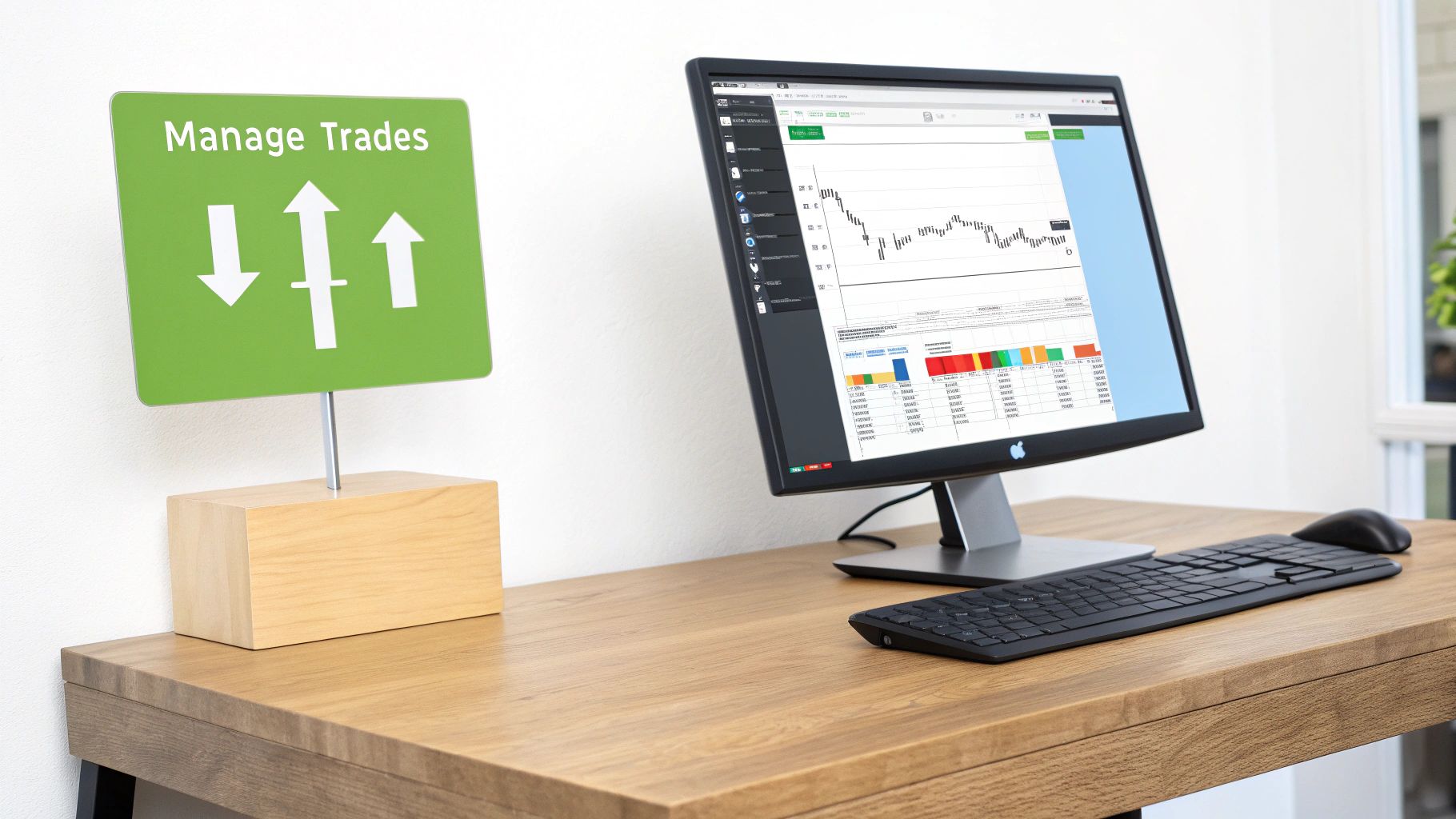 A trader analyzing charts and managing live trades on a computer screen