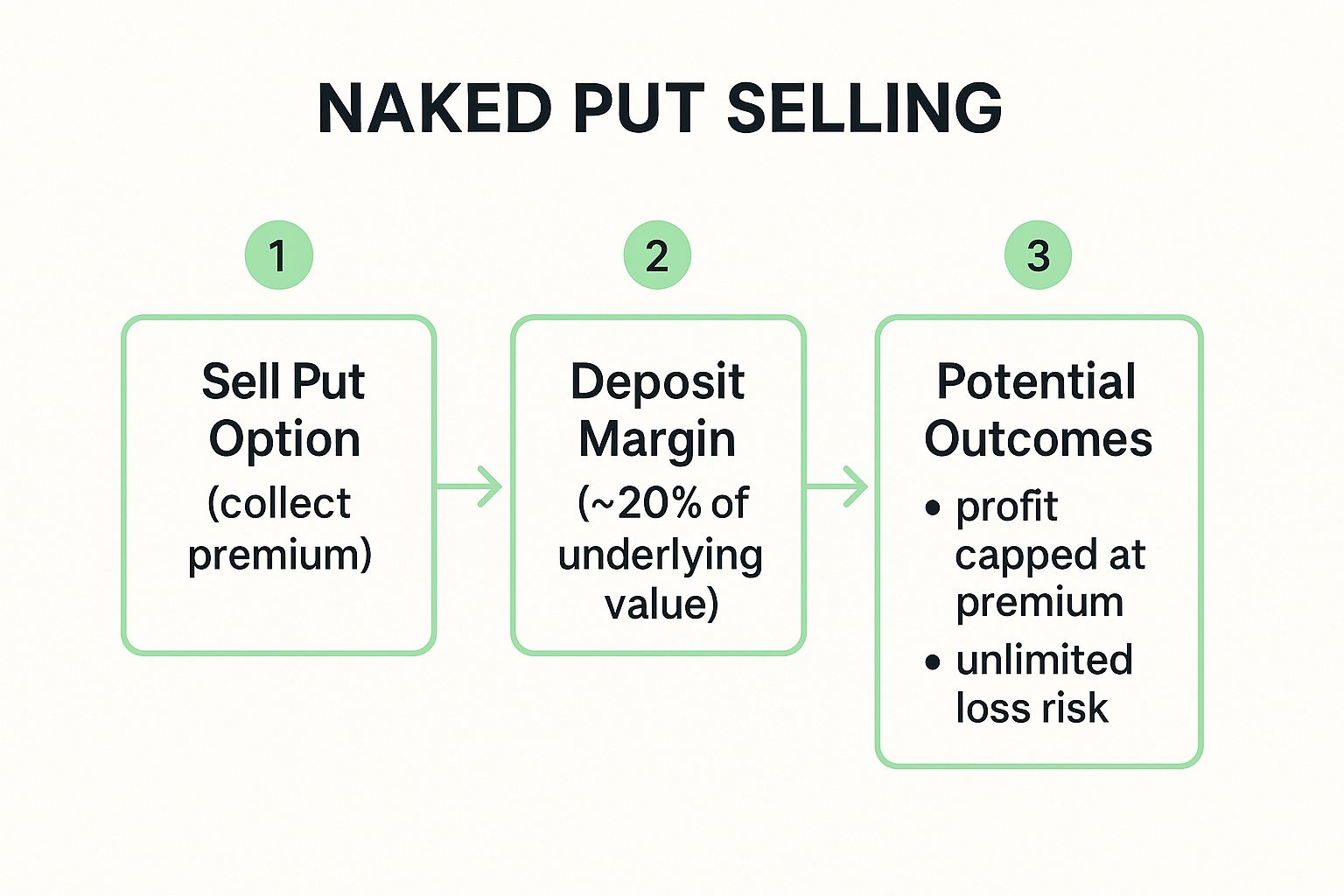 Infographic showing key data about Naked Put Selling