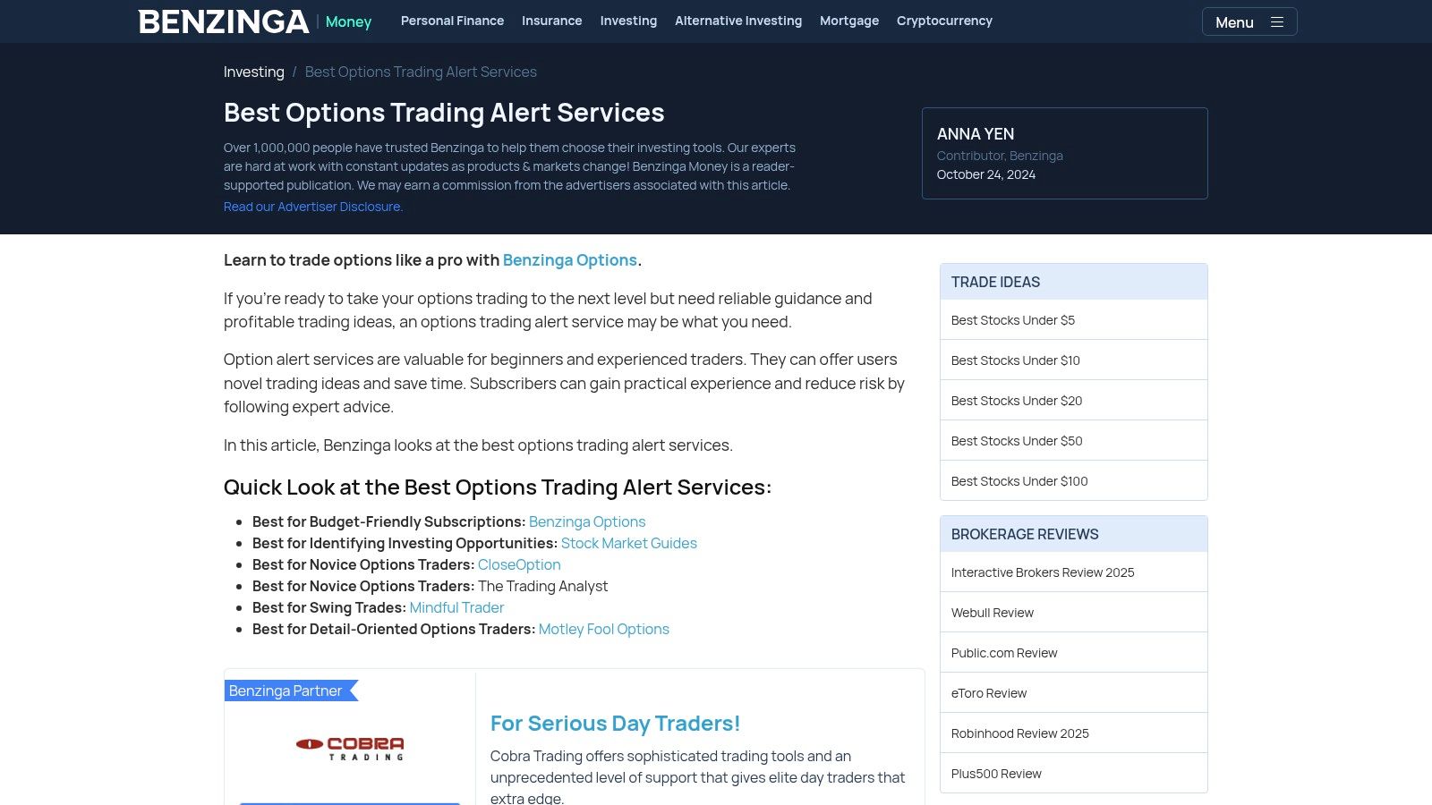 Benzinga Options