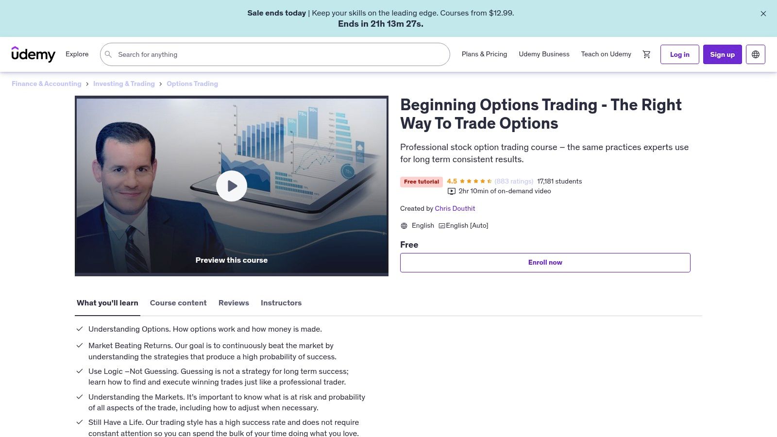 Udemy: Beginning Options Trading - The Right Way To Trade Options