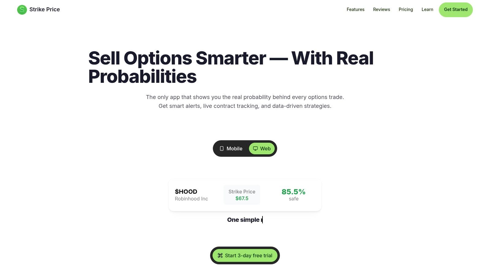 Strike Price Platform Interface