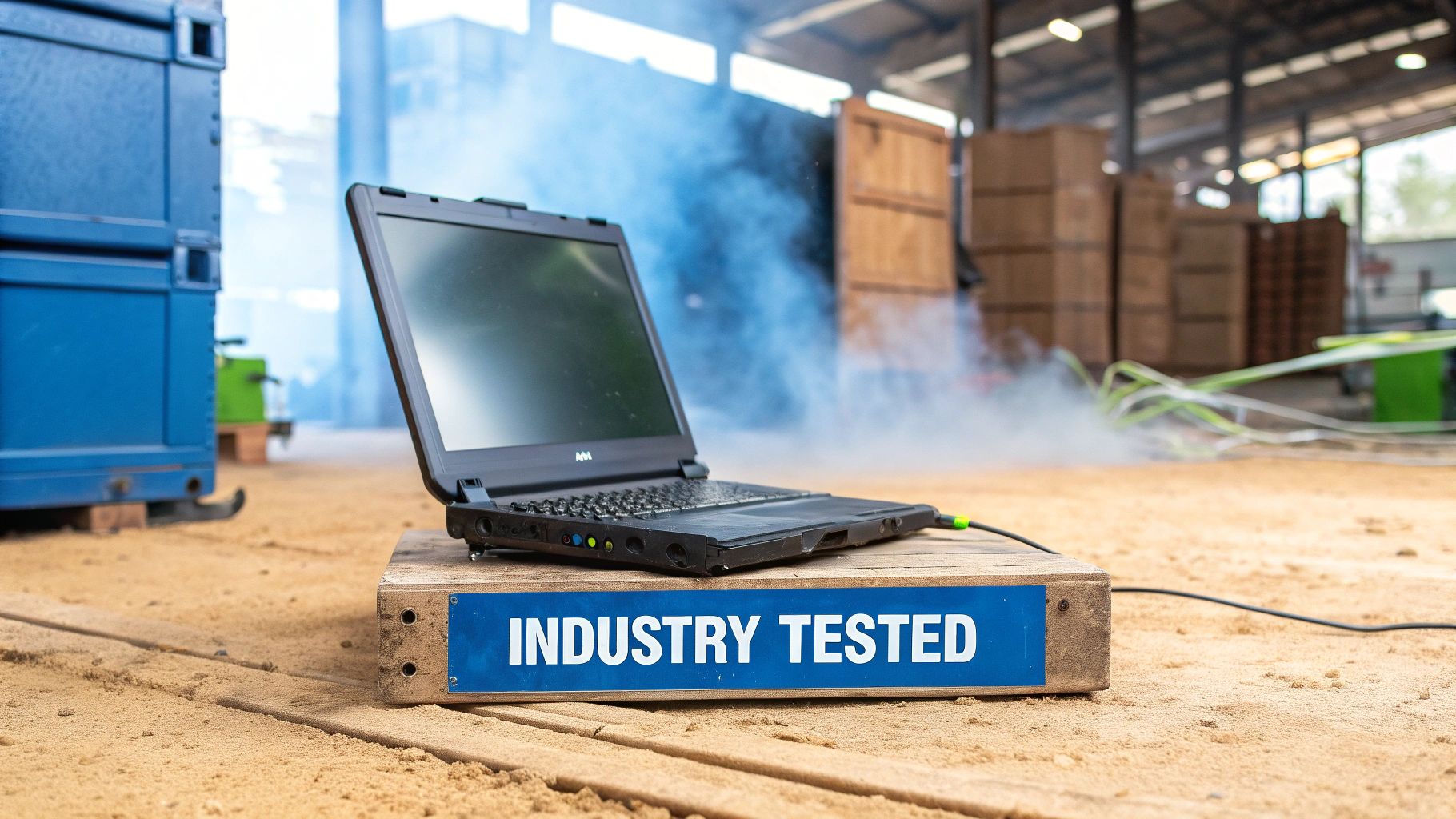 A high-performance Holoware laptop being used in a demanding design environment.