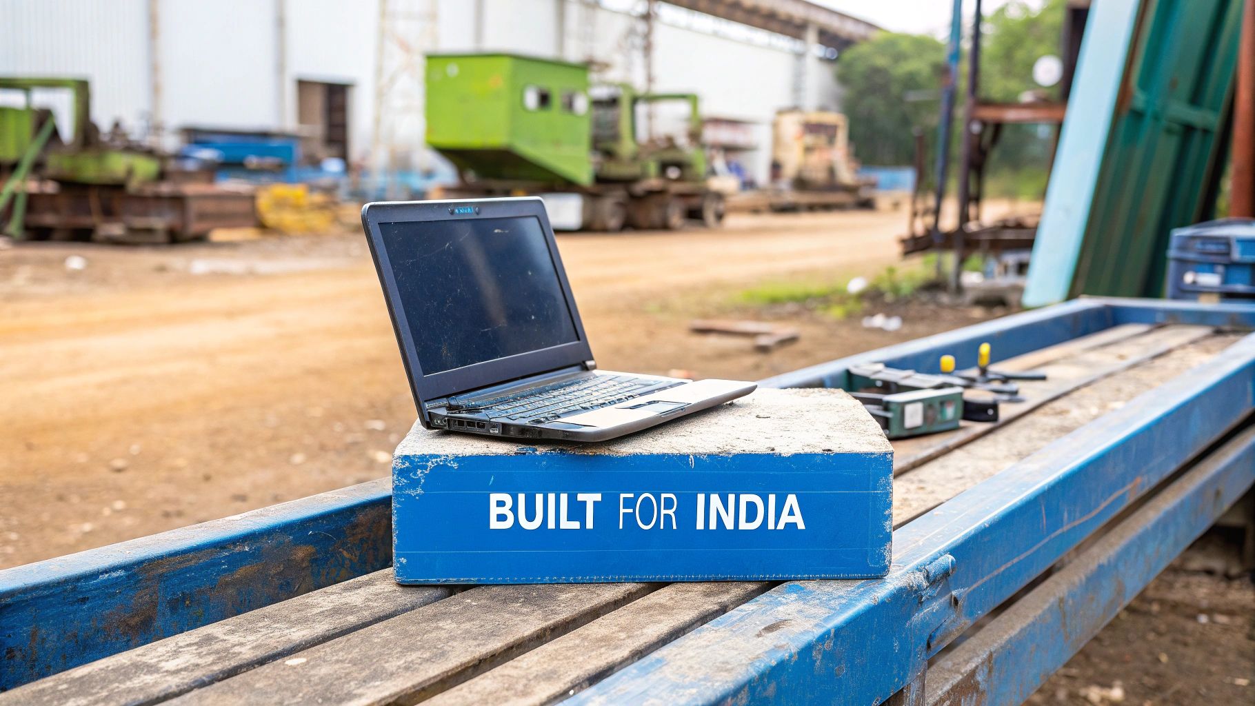 A modern manufacturing facility in India, showing skilled workers assembling computer components on a clean, organised assembly line.