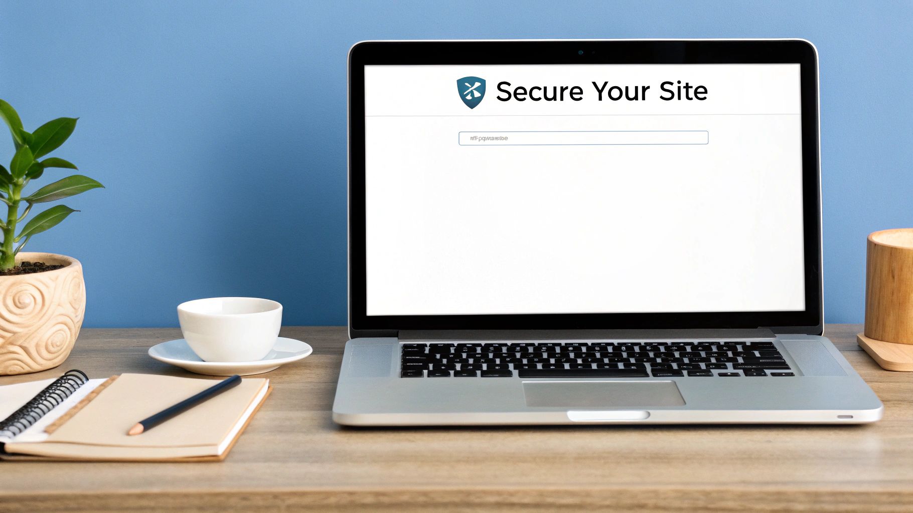 An abstract image of digital data streams forming a protective shield, symbolizing a secure WordPress website backup.