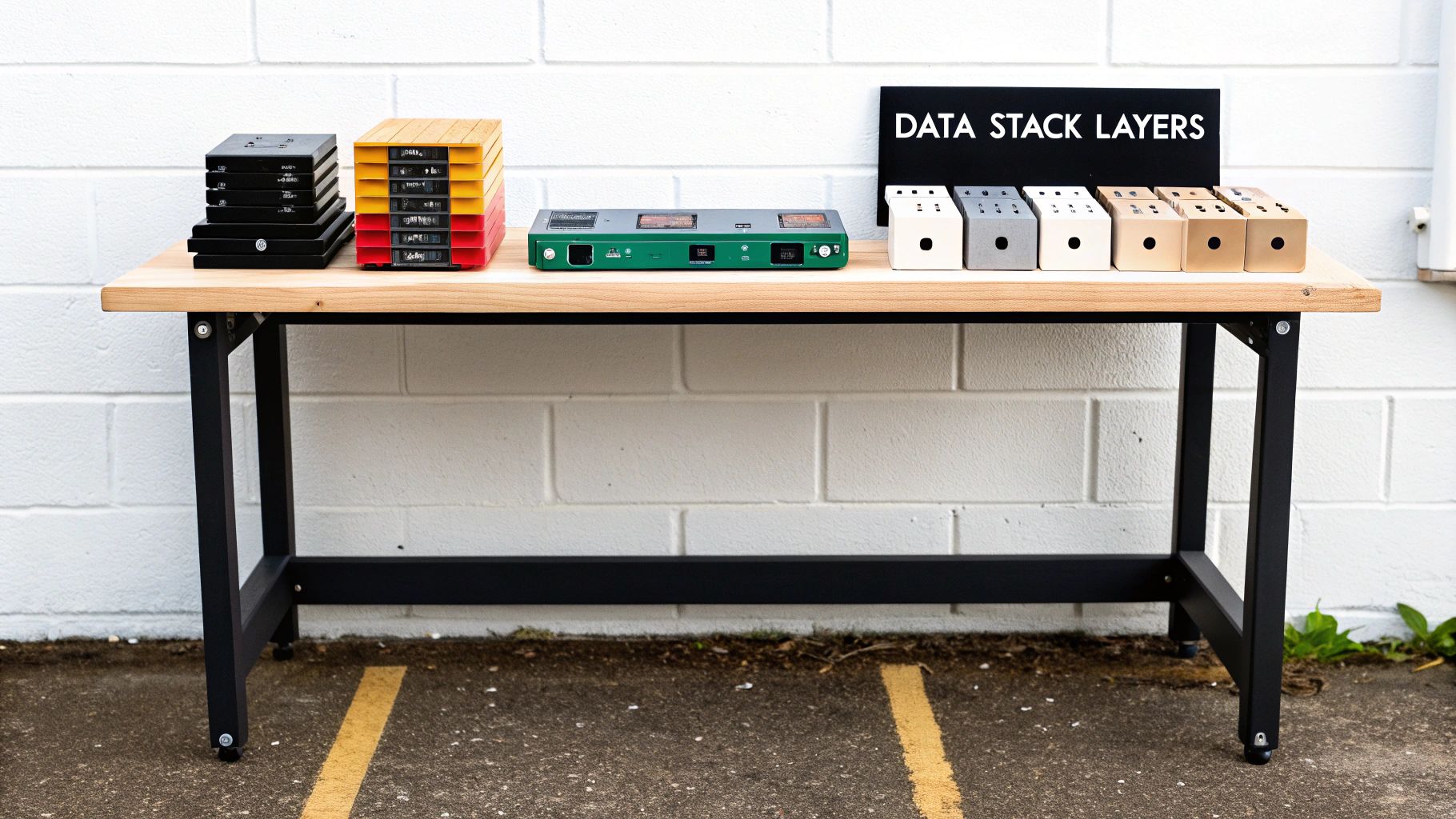 A table showcasing various hardware components representing modern data stack layers.