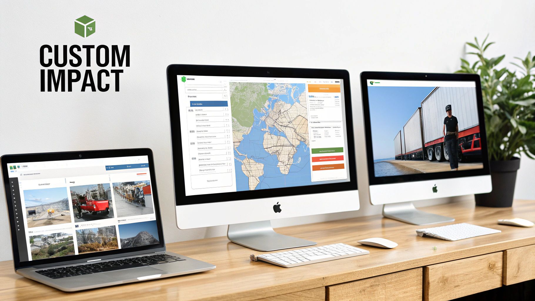 A group of diverse professionals in a modern office, collaborating around a large interactive screen displaying data visualizations.