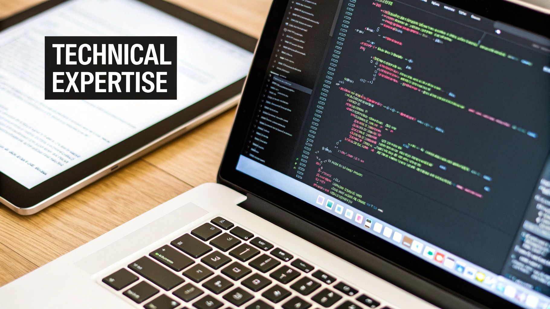 A team of developers and data scientists collaborating around a monitor displaying complex code and data visualizations.