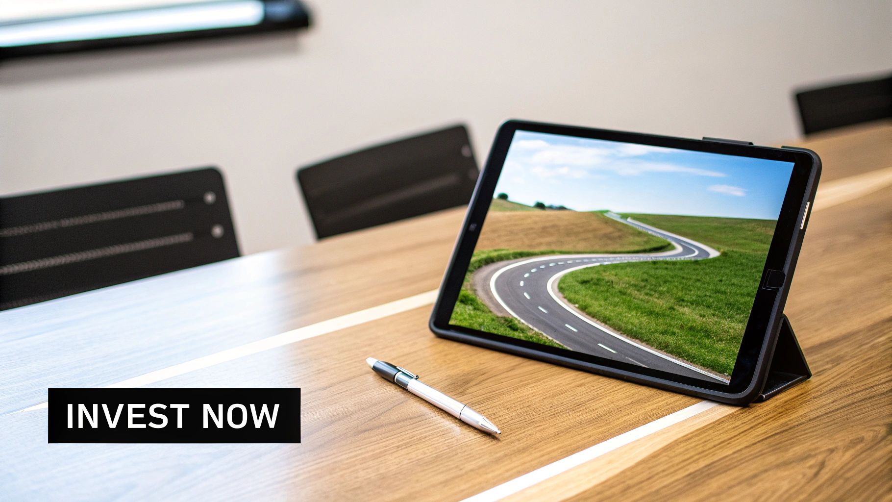 A business leader considering a custom enterprise software development project on a glass board.
