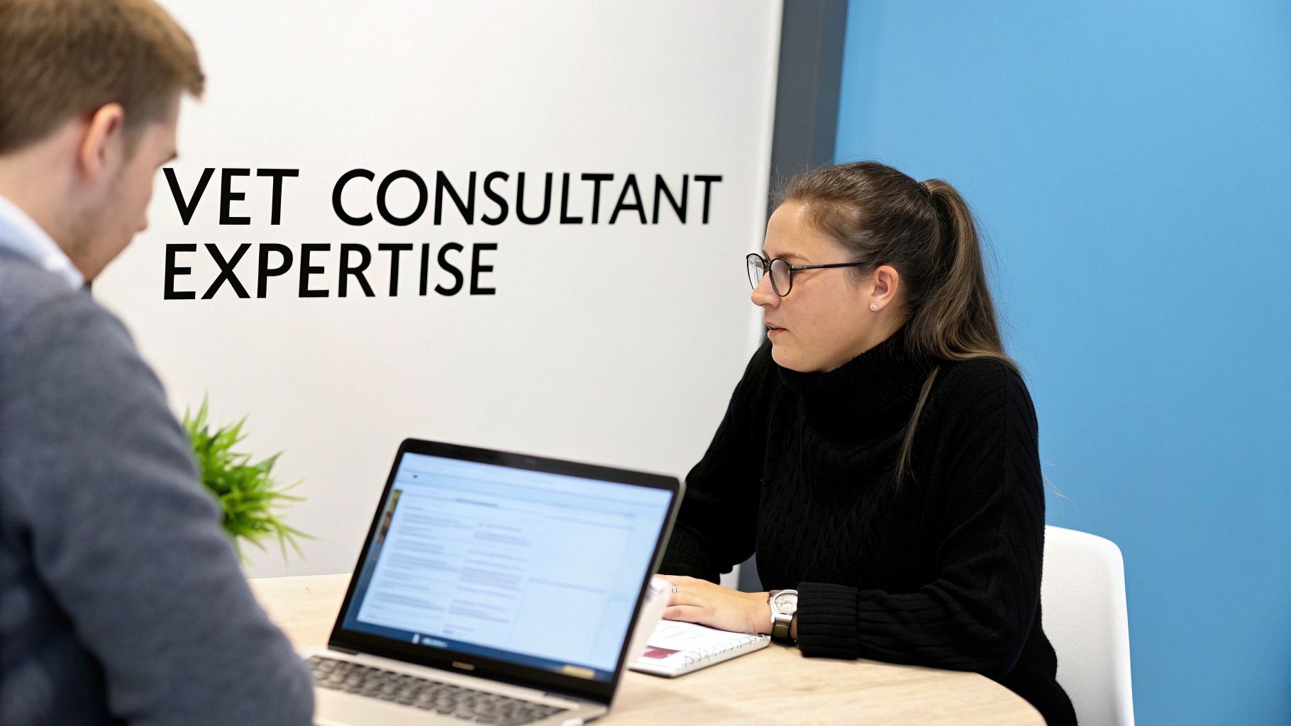 A team of professionals in a meeting, vetting and discussing a project.