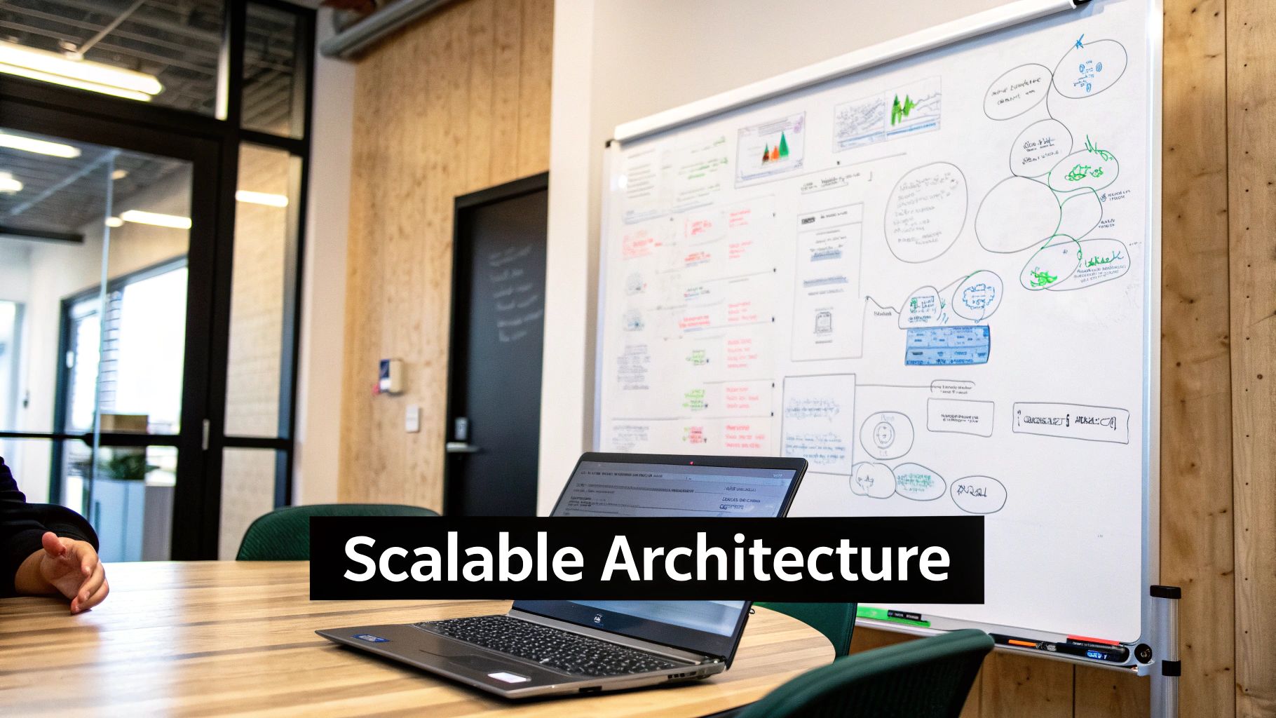 Engineers collaborating on a modern tech stack and architecture for finance software development.