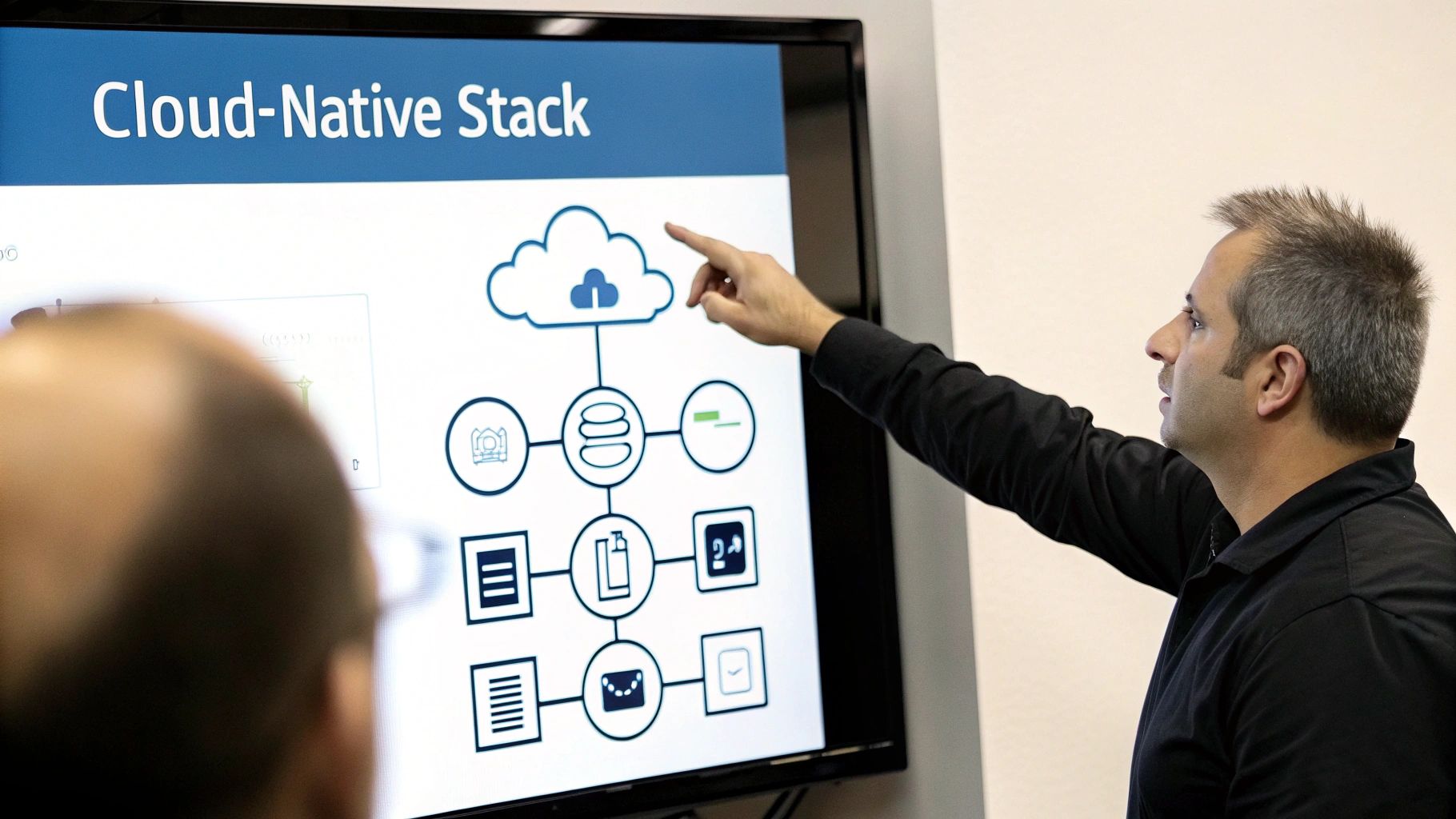 A cloud server room with glowing lights, representing modern cloud architecture.