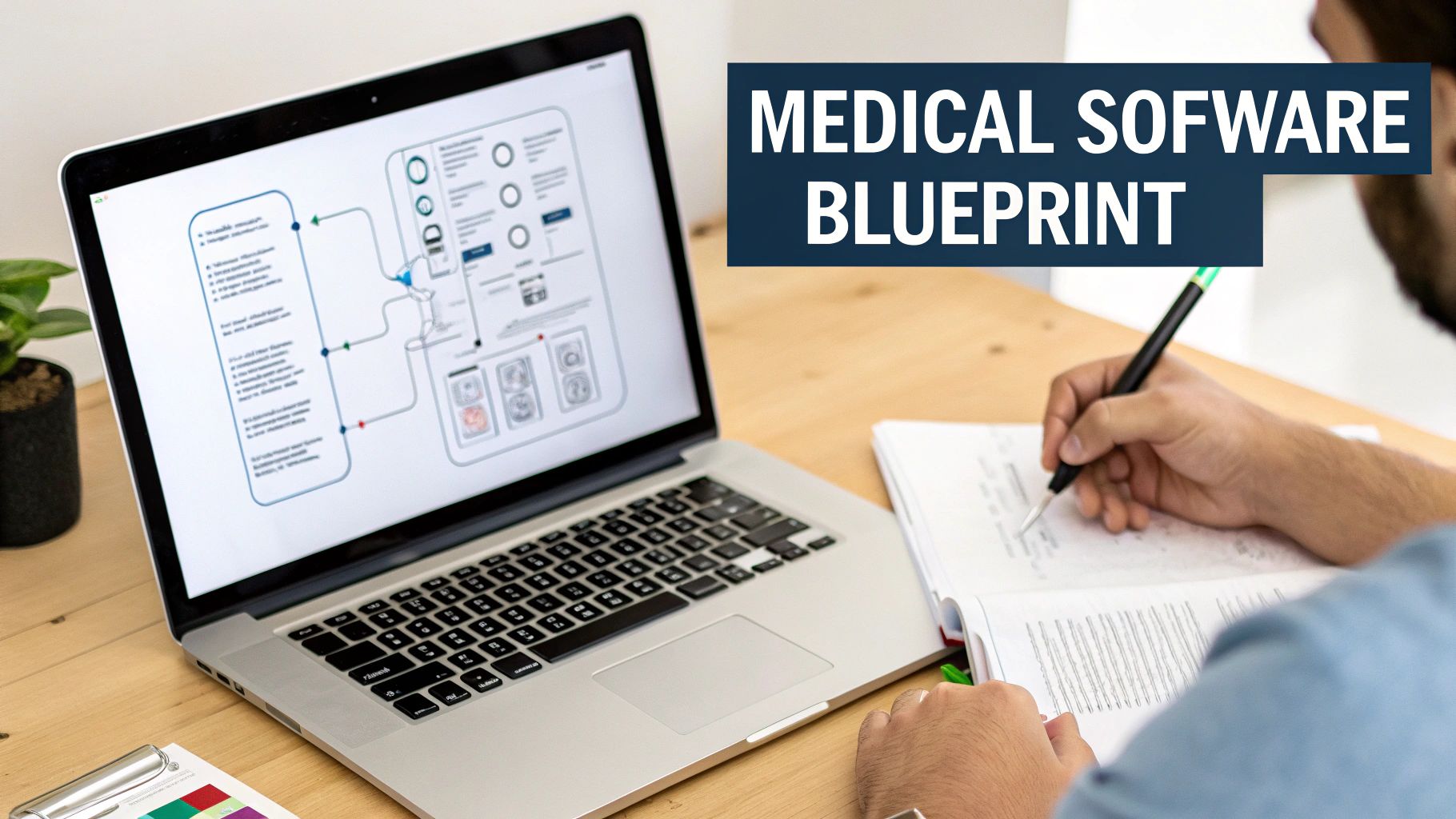 A medical professional using a tablet, symbolizing the intersection of healthcare and technology