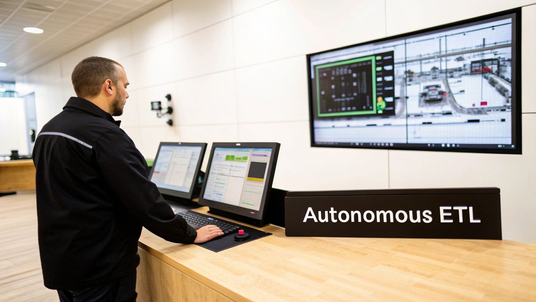 An abstract image showing AI agents interacting with a data pipeline, symbolizing automation.