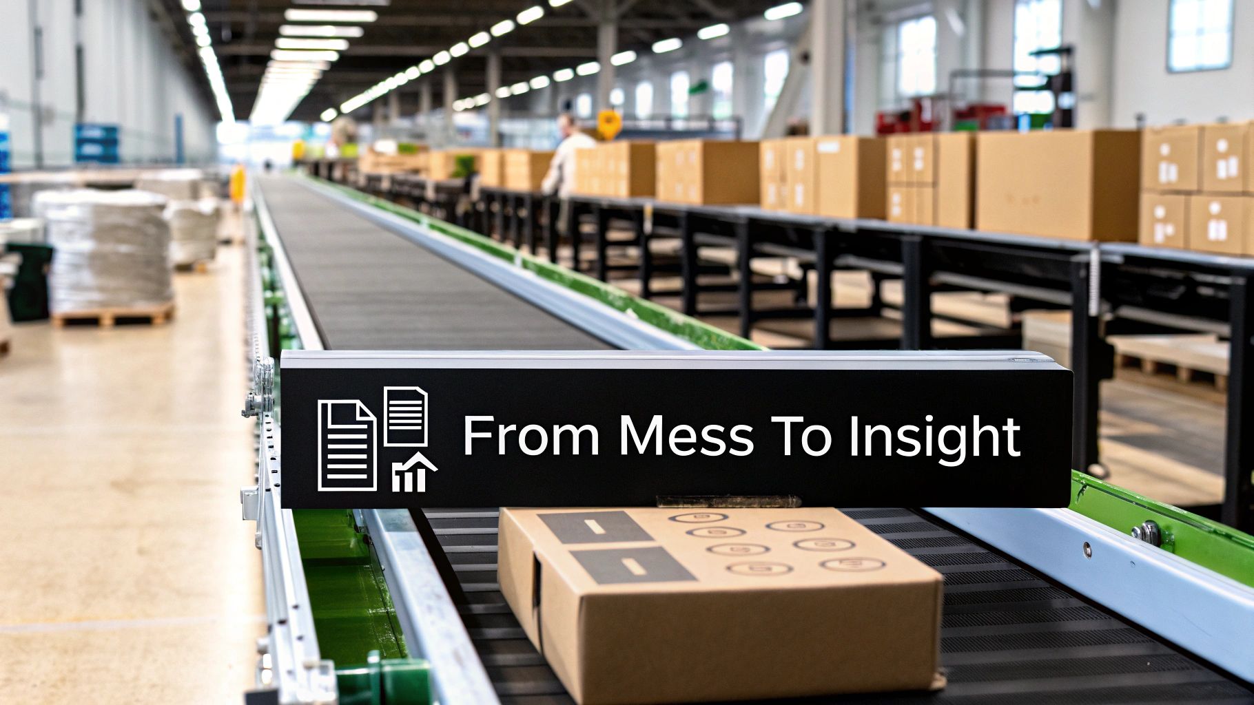 A visual representation of an ETL data pipeline showing data flowing from sources to a warehouse.