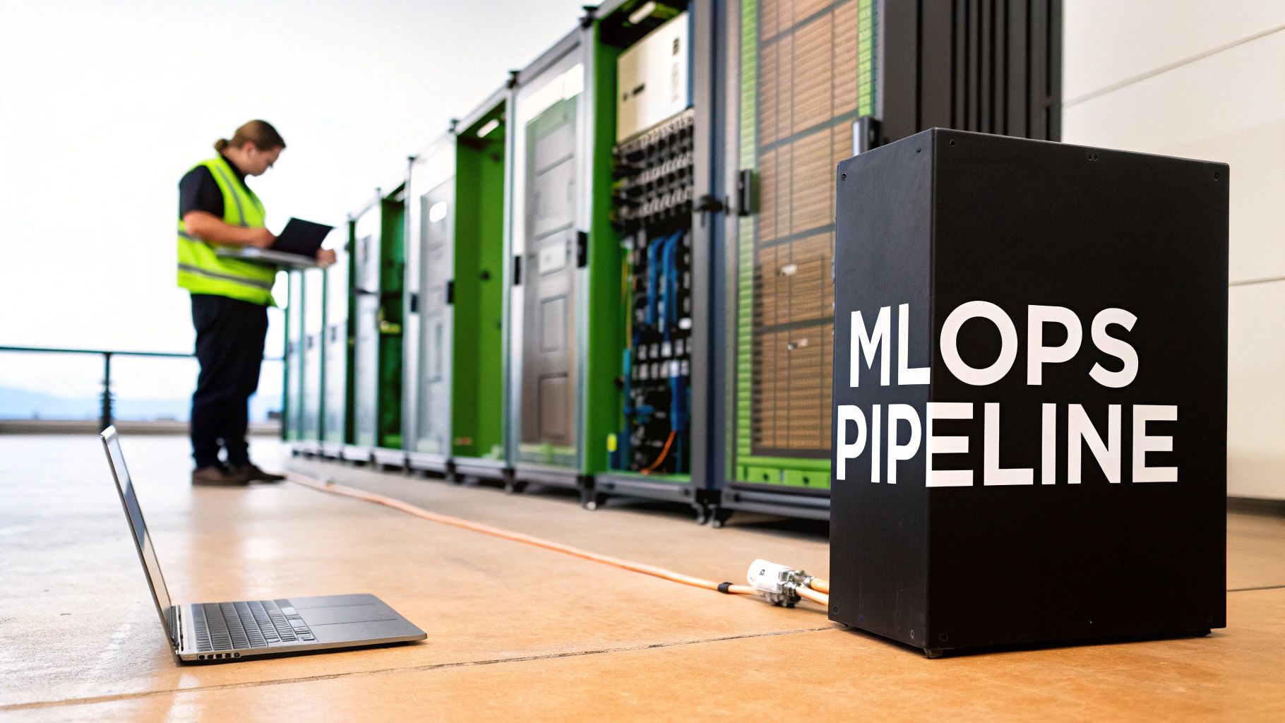 A visual representation of the interconnected MLOps lifecycle, from data management to model deployment and monitoring.