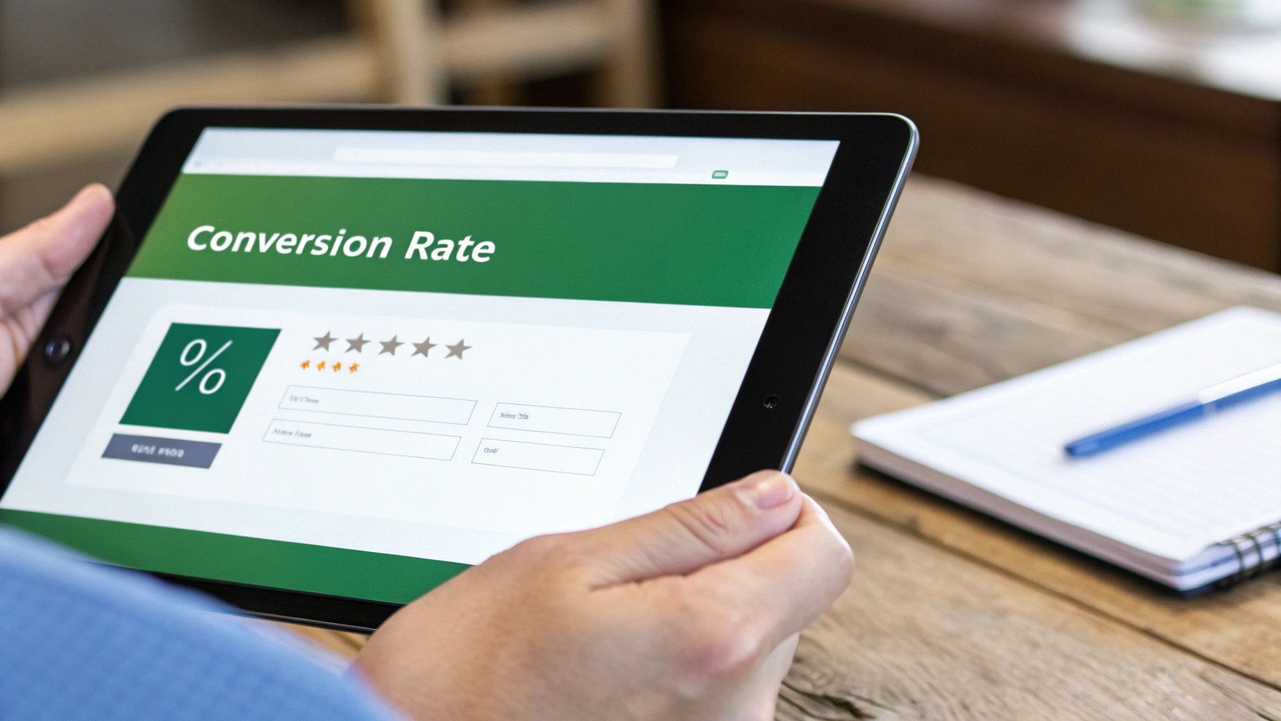 A visual representation of Conversion Rate, showing a funnel with visitors at the top and converted customers at the bottom.