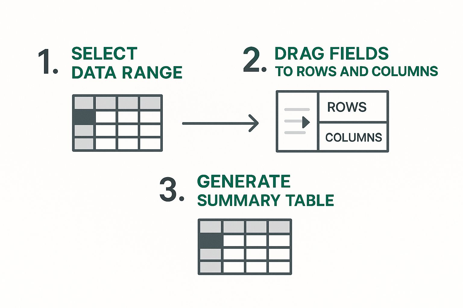 Infographic about excel pivot table how to