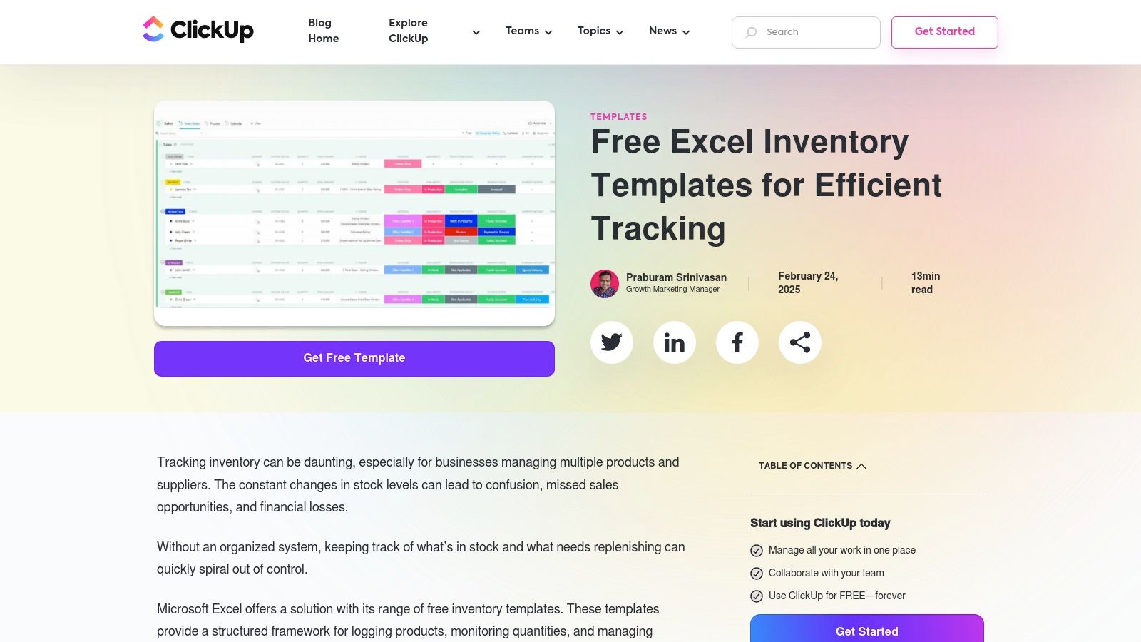 Warehouse Inventory Template by Microsoft