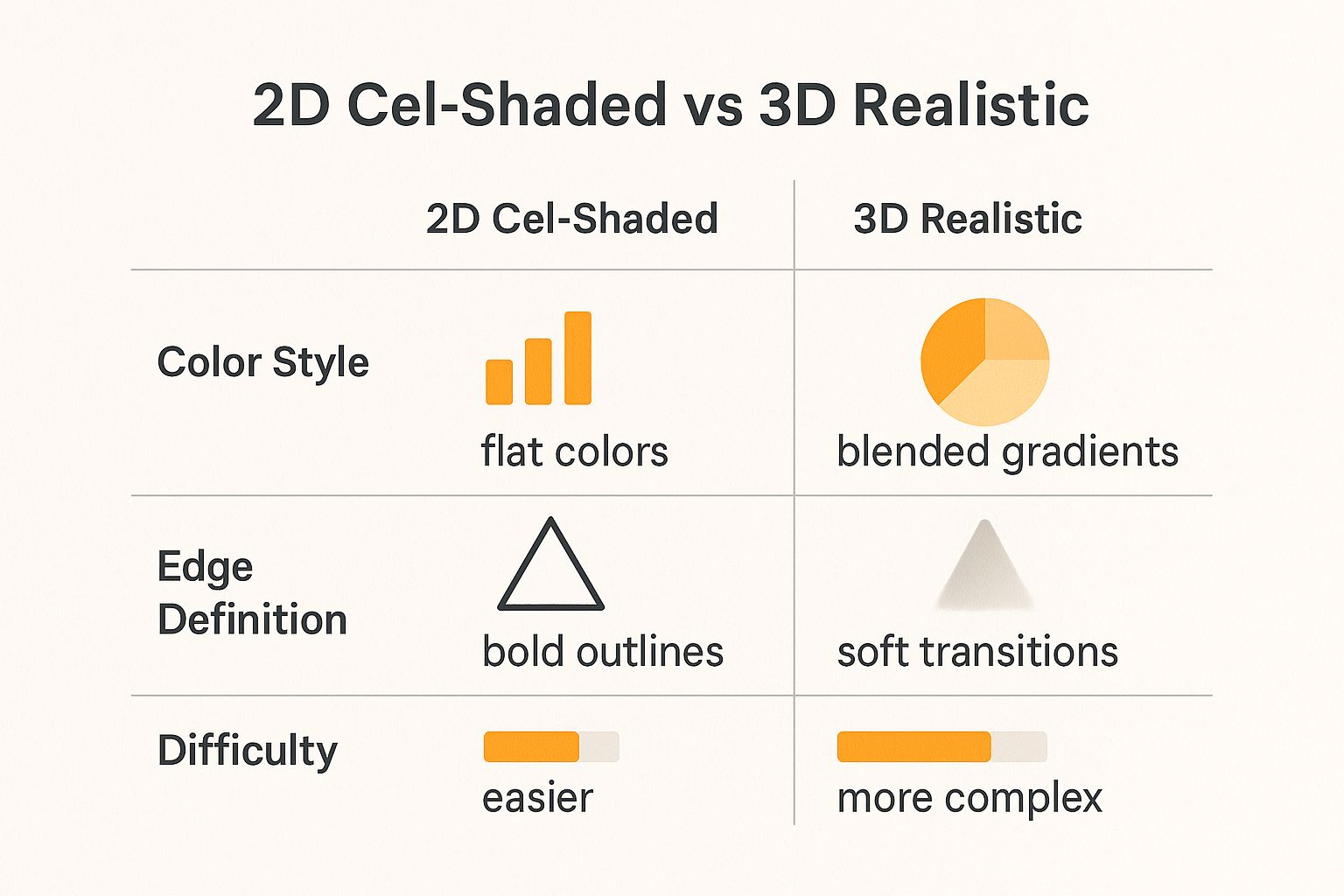 Infographic comparing 2D Cel-Shaded and 3D Realistic painting styles for action figures
