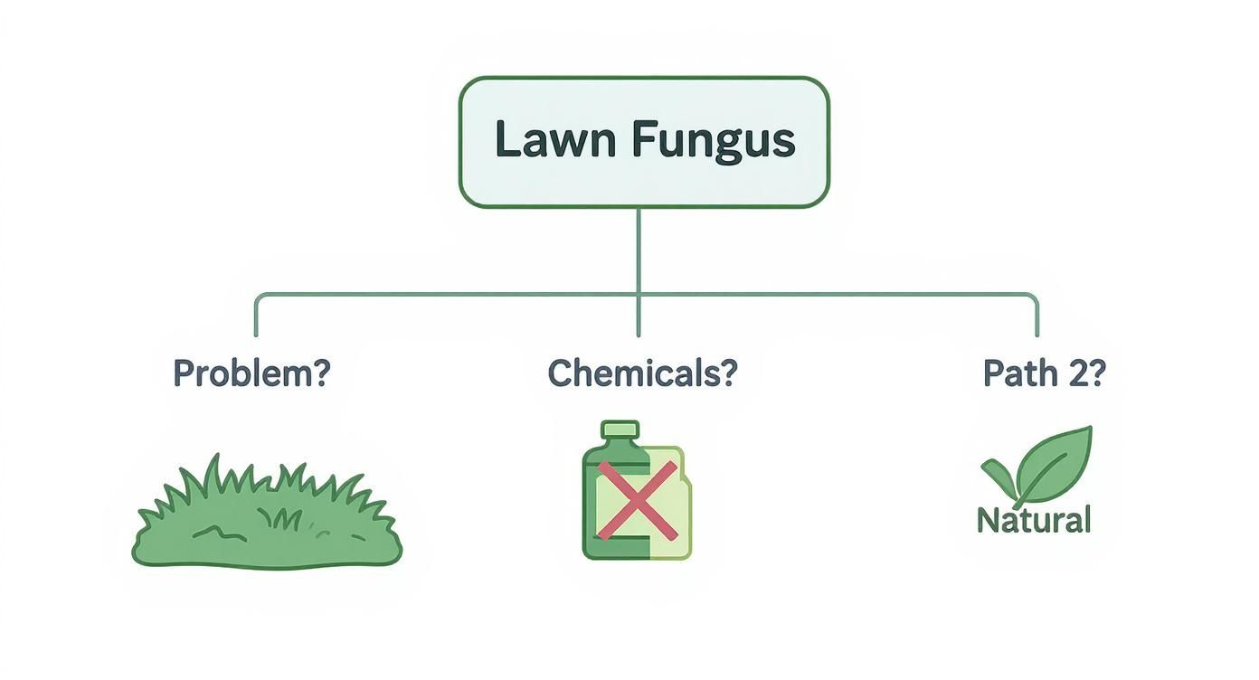 Infographic about how to treat lawn fungus naturally
