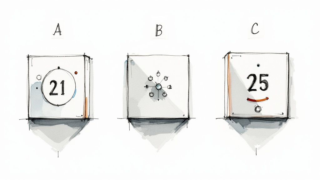 A family using a tablet to adjust their smart thermostat in a comfortable living room.