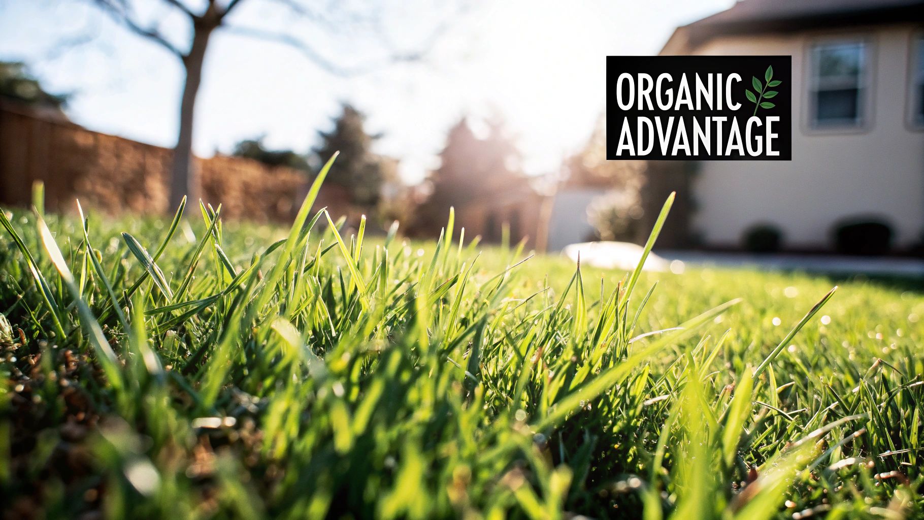A lush green lawn being fertilized by hand, showcasing the vibrant results of organic care.