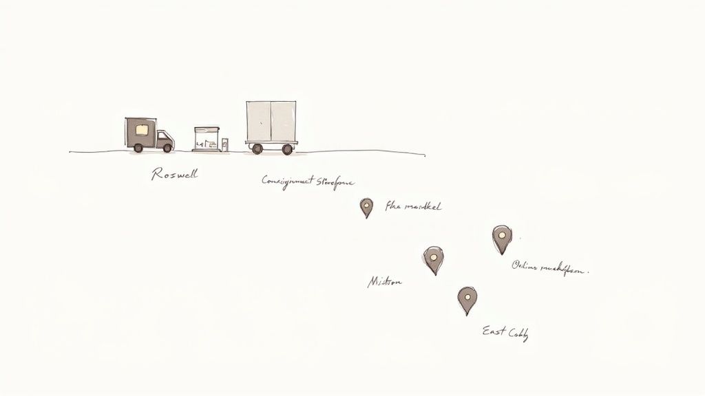 Consignment showroom with vintage and modern furniture finds