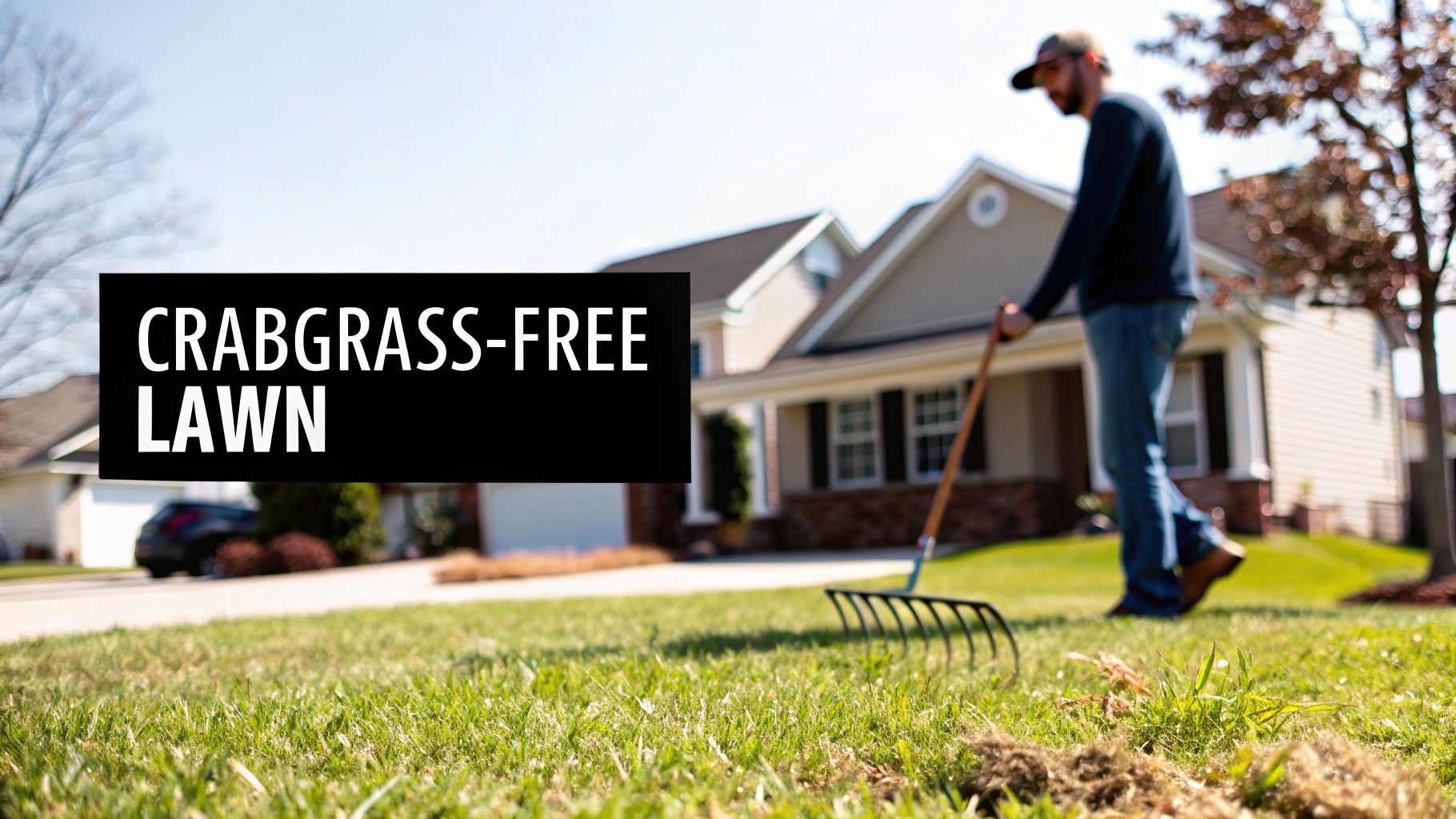 A healthy, green lawn free of crabgrass under the sun.