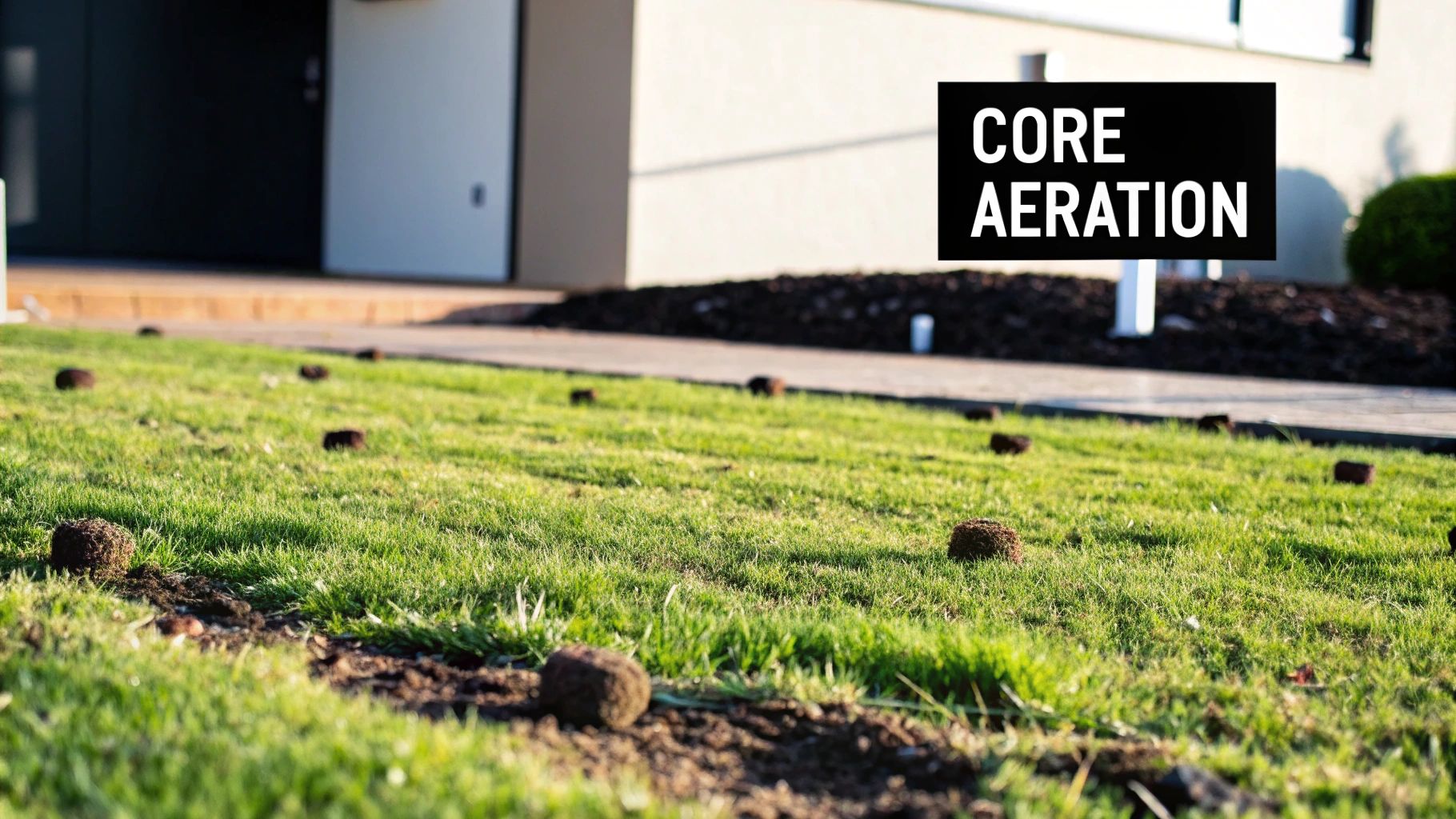 Lawn with compacted soil causing brown spots.