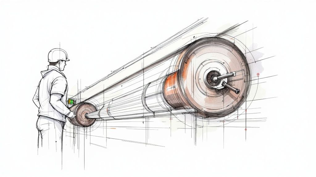 Technician using gauges to check refrigerant levels on a commercial HVAC unit