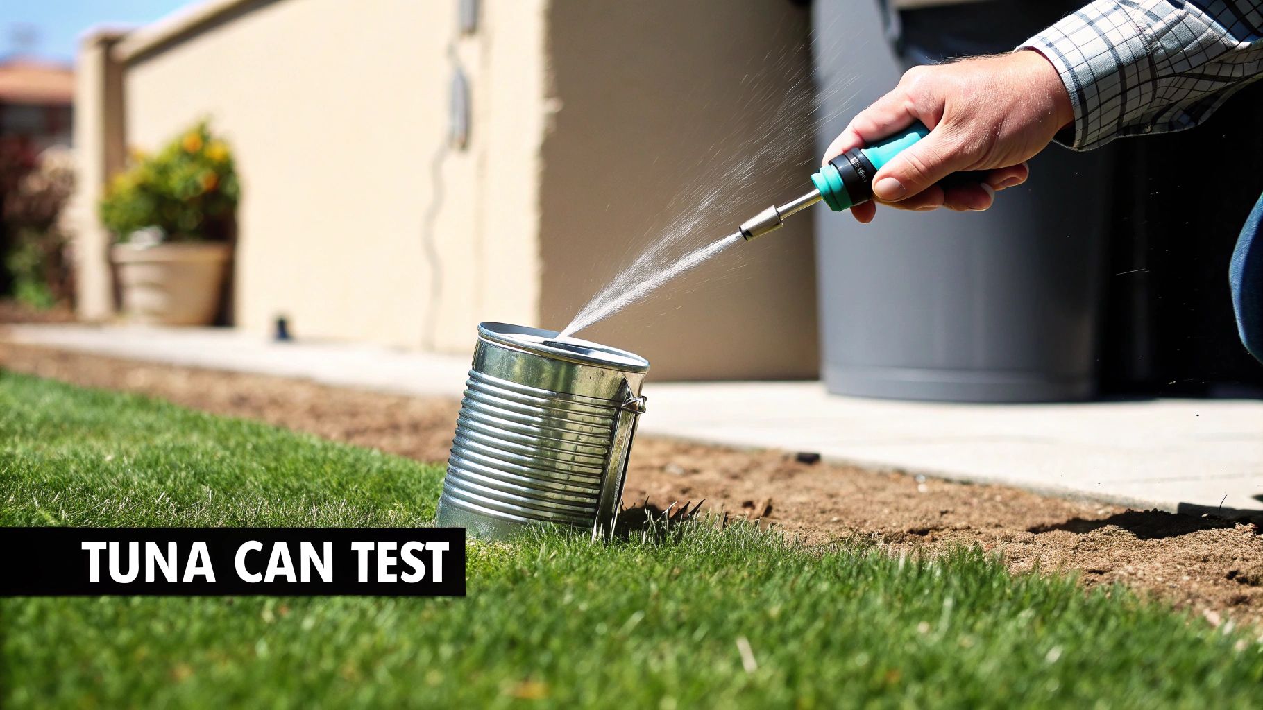 Hand checking the moisture of lawn soil