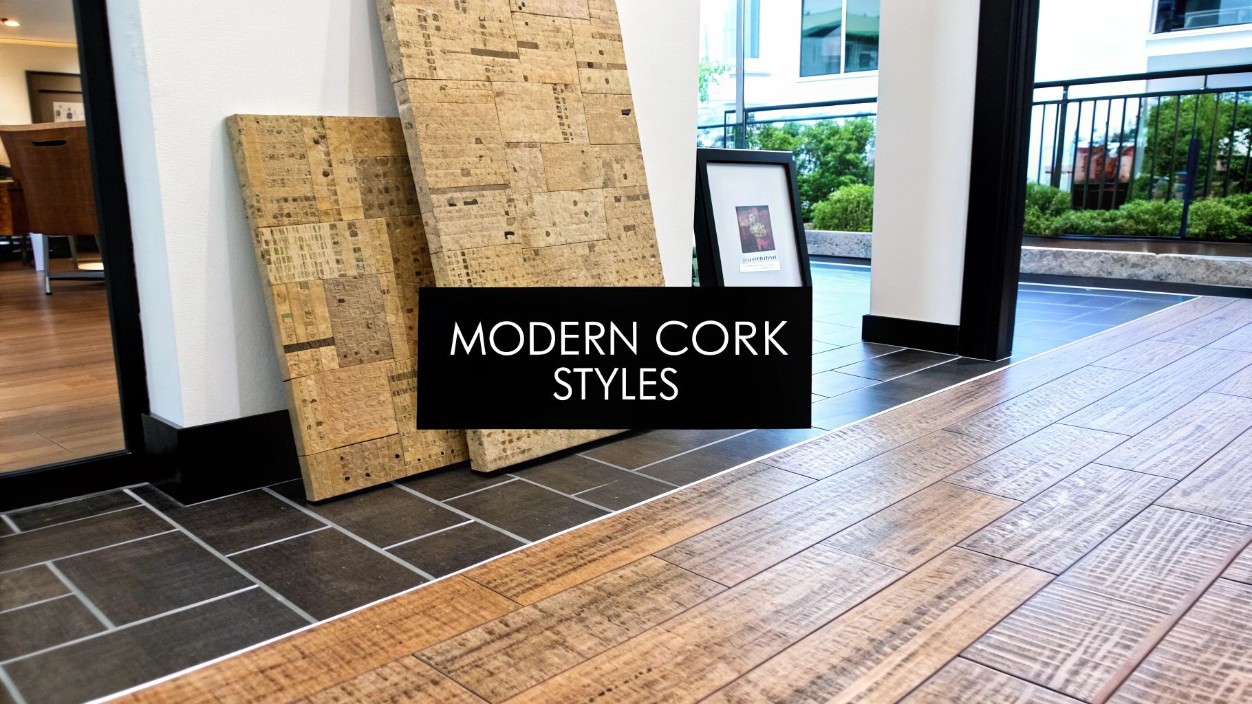Modern cork flooring in a stylish living room