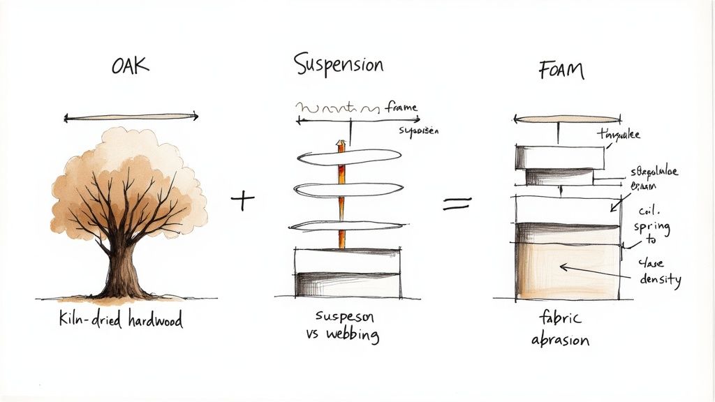 Luxury sofa frame close-up