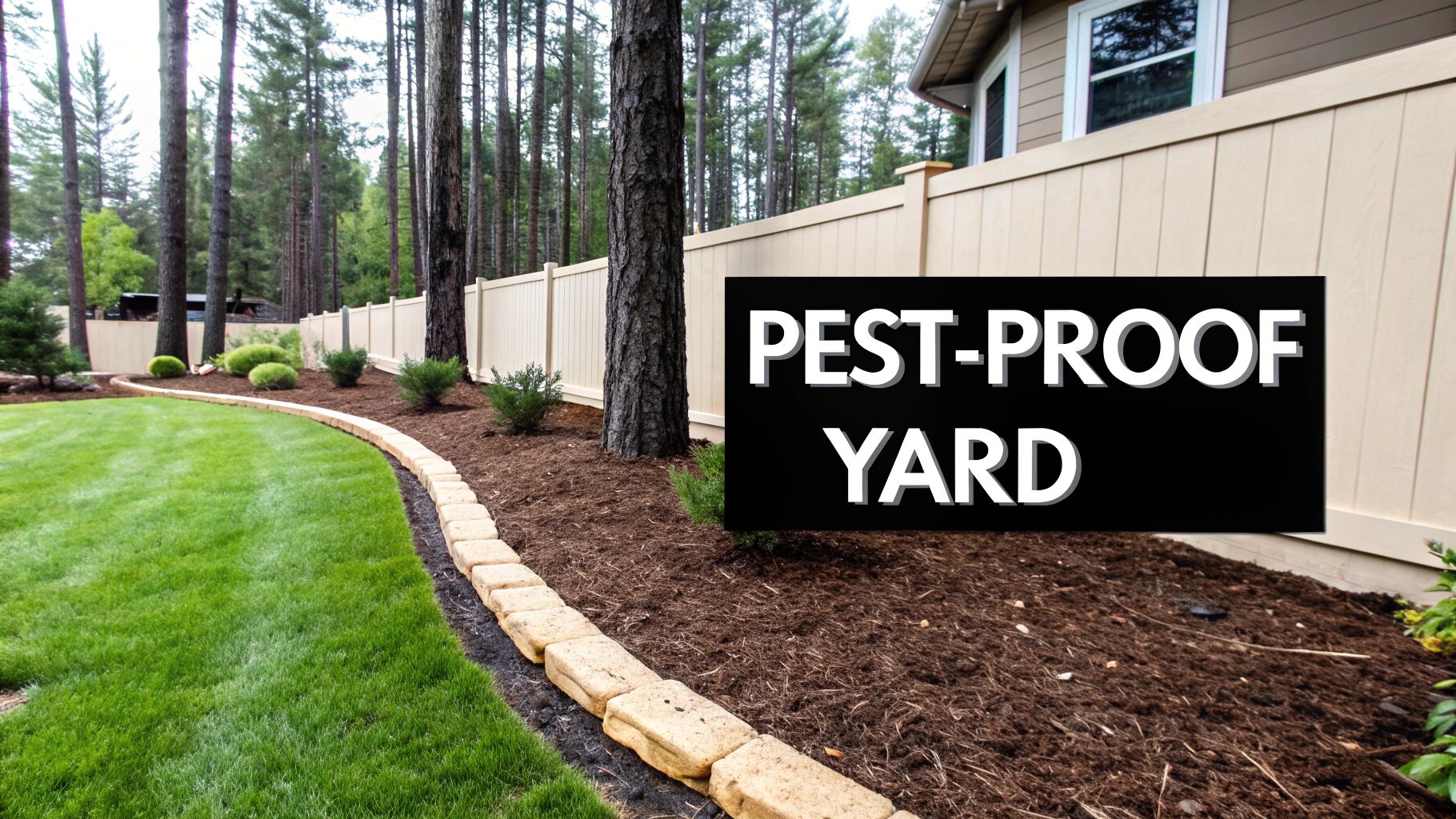 A well-maintained yard in Cumming, GA, with a clear boundary between the lawn and a wooded area.