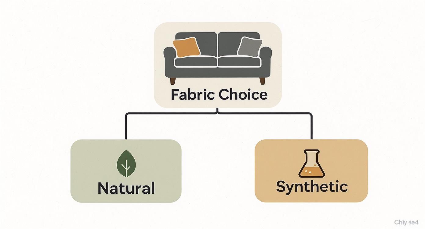 Infographic about best fabric for reupholstering sofa