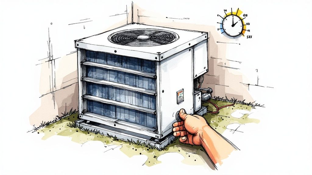 A clean and well-maintained commercial rooftop AC unit