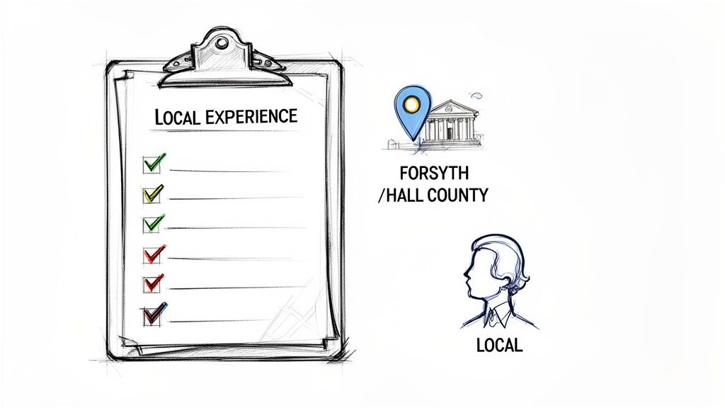 An illustration emphasizing the value of local experience on a checklist for professionals.