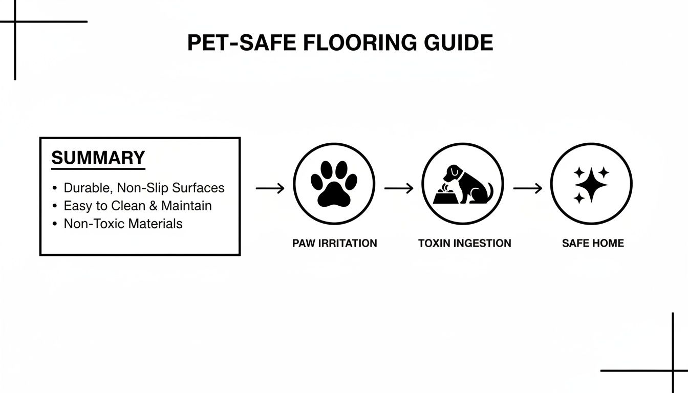 Pet-safe flooring guide: durable, non-slip, easy-to-clean, non-toxic materials for a safe pet home.