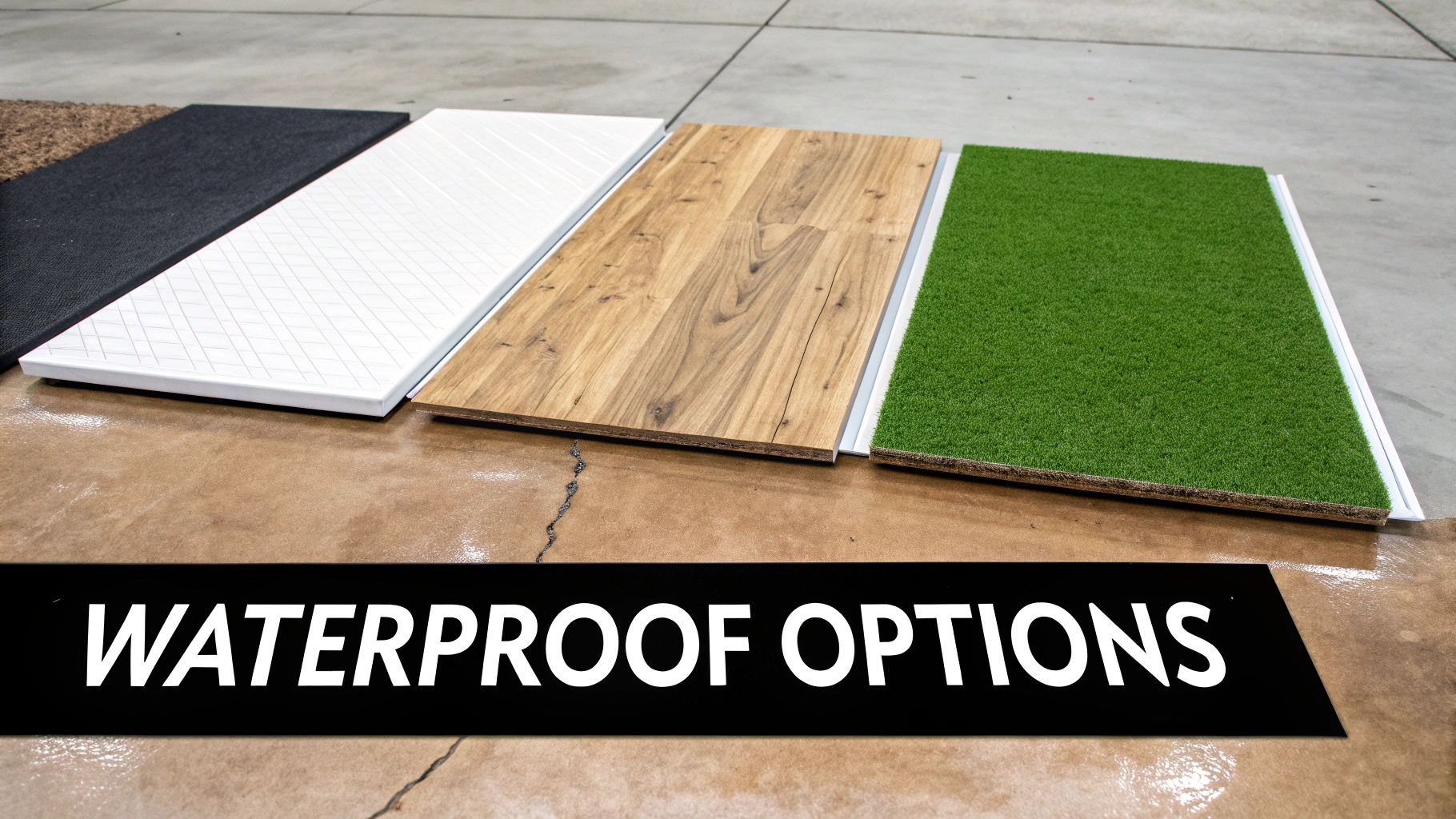 Modern basement with waterproof vinyl plank flooring
