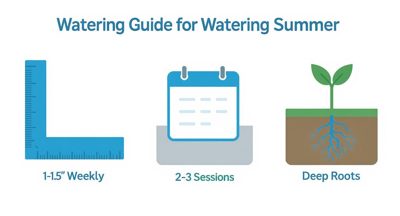 Infographic about how often to water lawn in summer