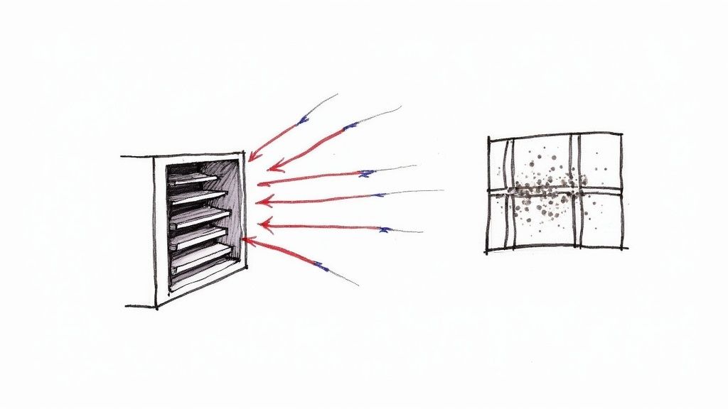 A dirty and a clean air conditioner filter side by side