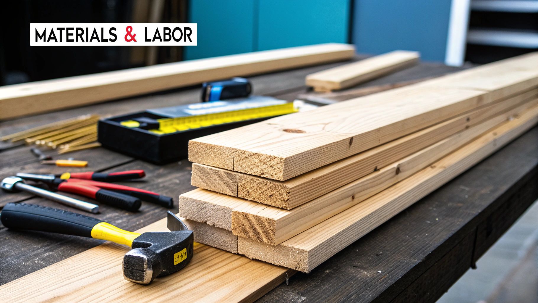 A flooring contractor carefully installing light-colored hardwood planks.