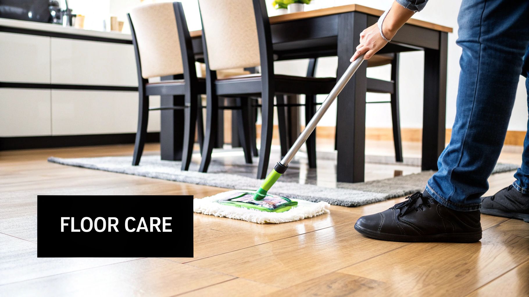 A clean, well-maintained waterproof vinyl tile floor in a modern living room.