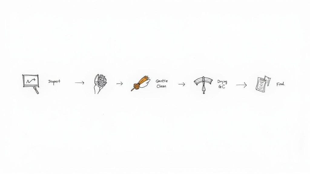 Oriental rug cleaning process