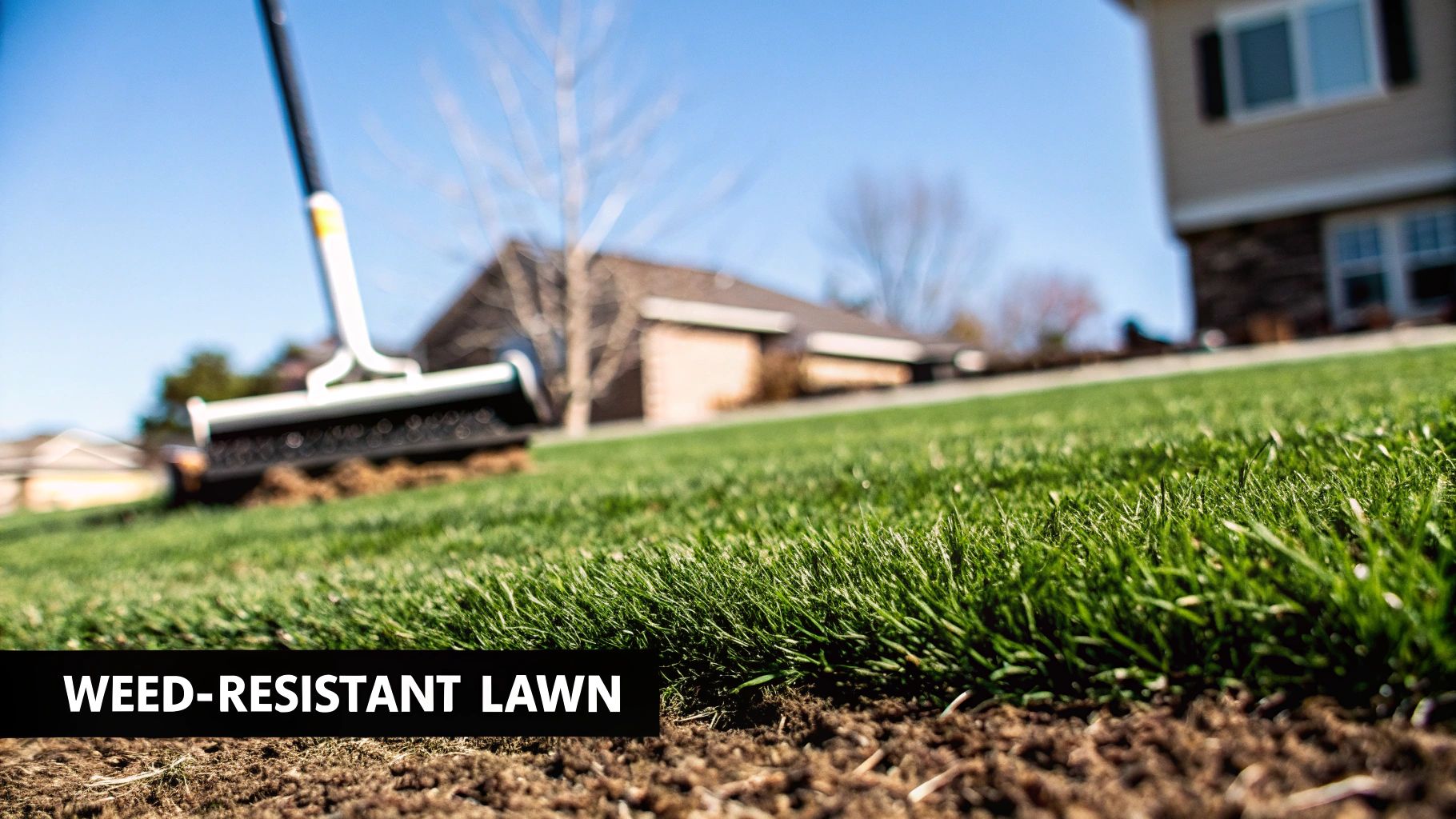 A healthy, dense, and vibrant green lawn.