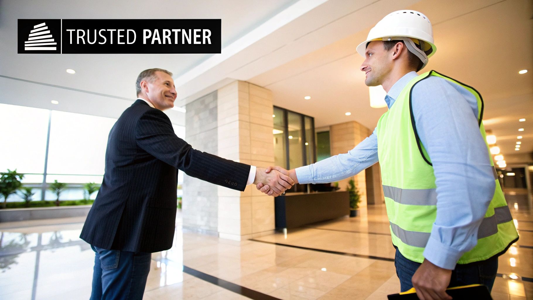 A handshake in front of a commercial property in North Georgia.