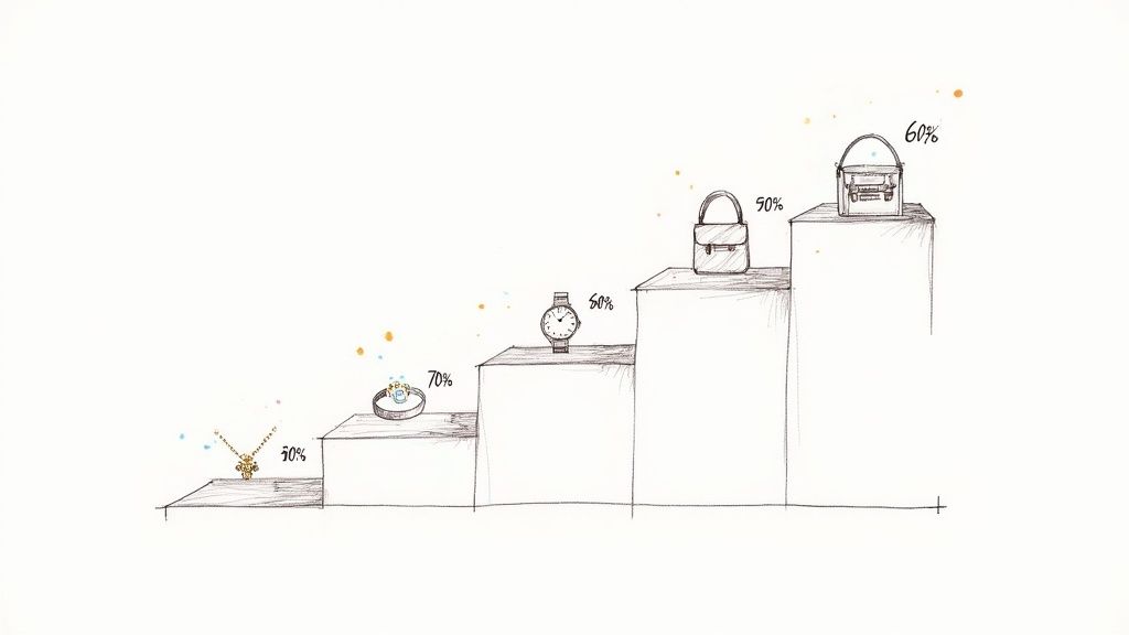 A person carefully folding a high-end designer sweater.