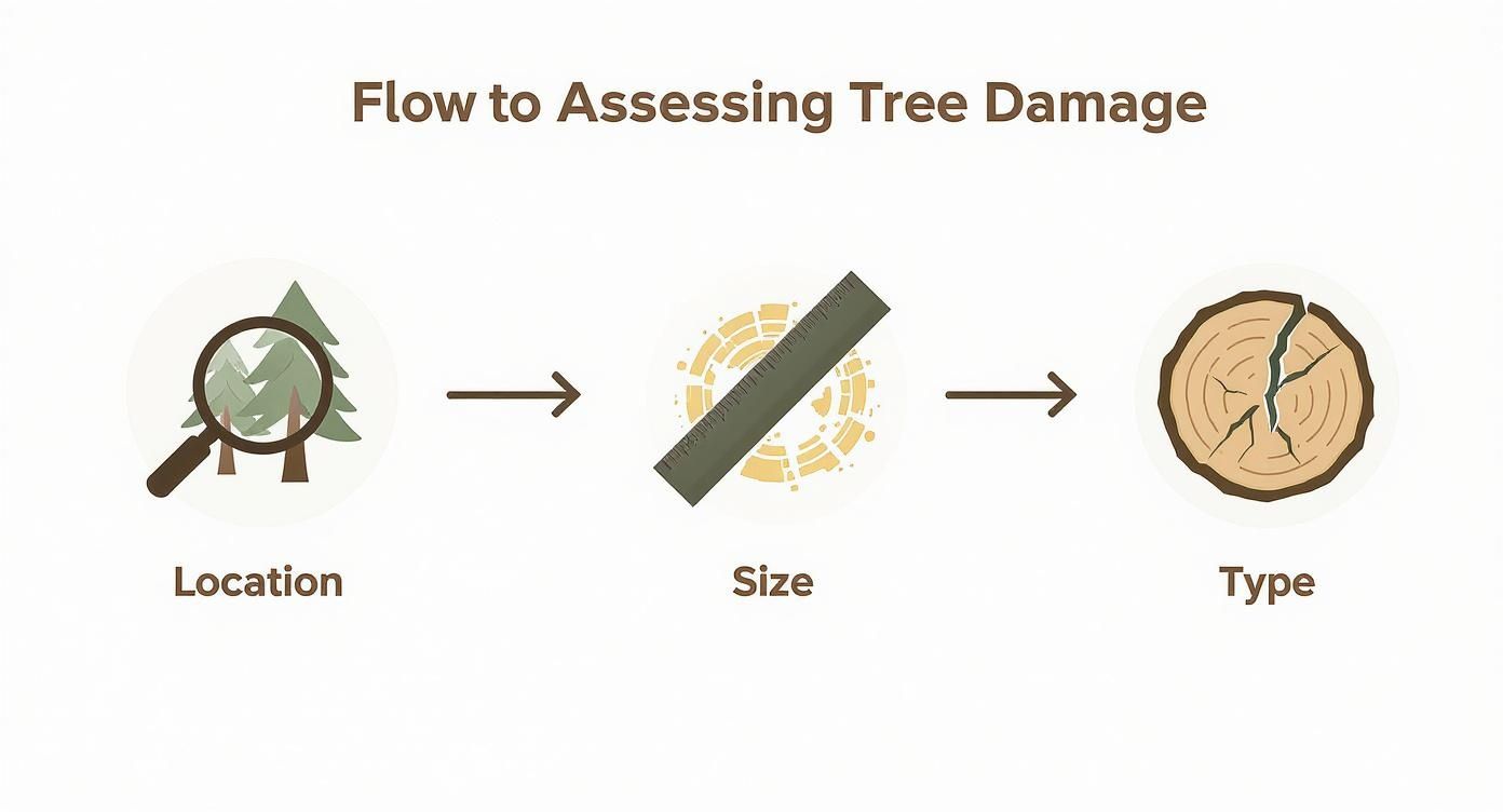 Infographic about broken tree branch
