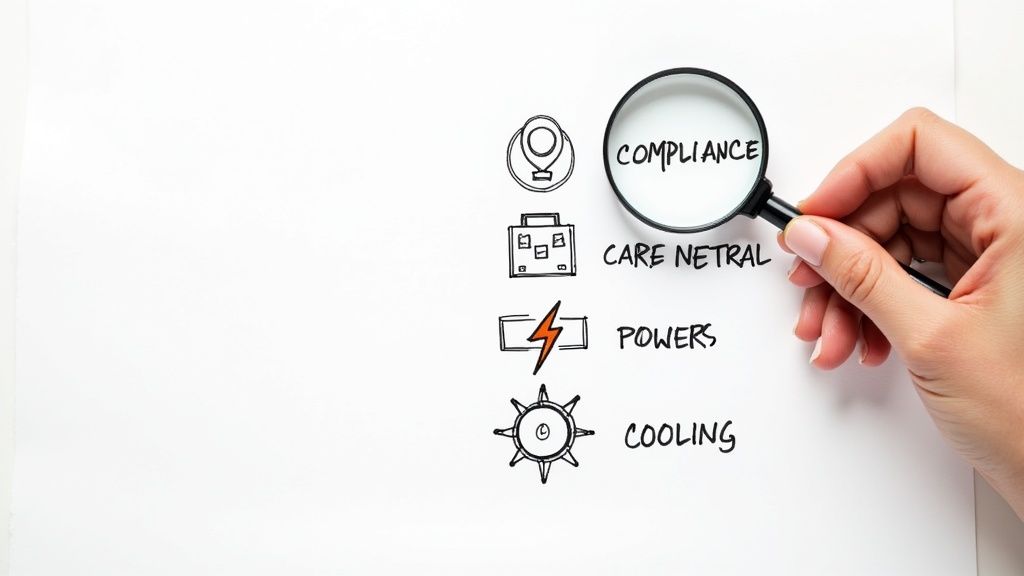 A professional technician working on server racks in a secure data center environment.