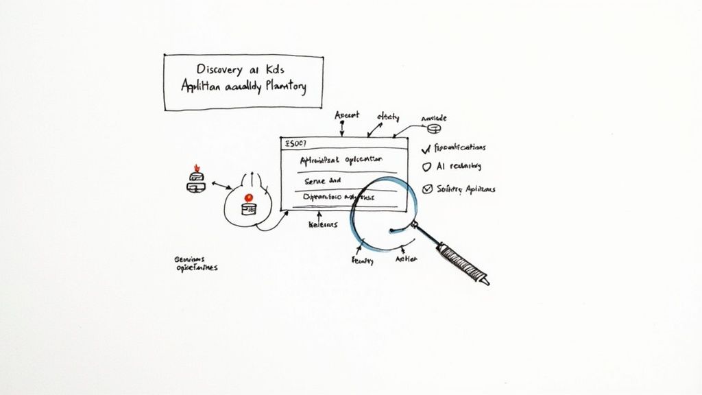 A detailed architectural blueprint being reviewed, symbolizing the discovery phase of a cloud migration.